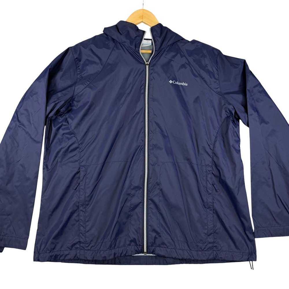 Columbia Sportswear Men's Navy Blue Lightweight Full Zip Hooded Jacket XXL Nylon